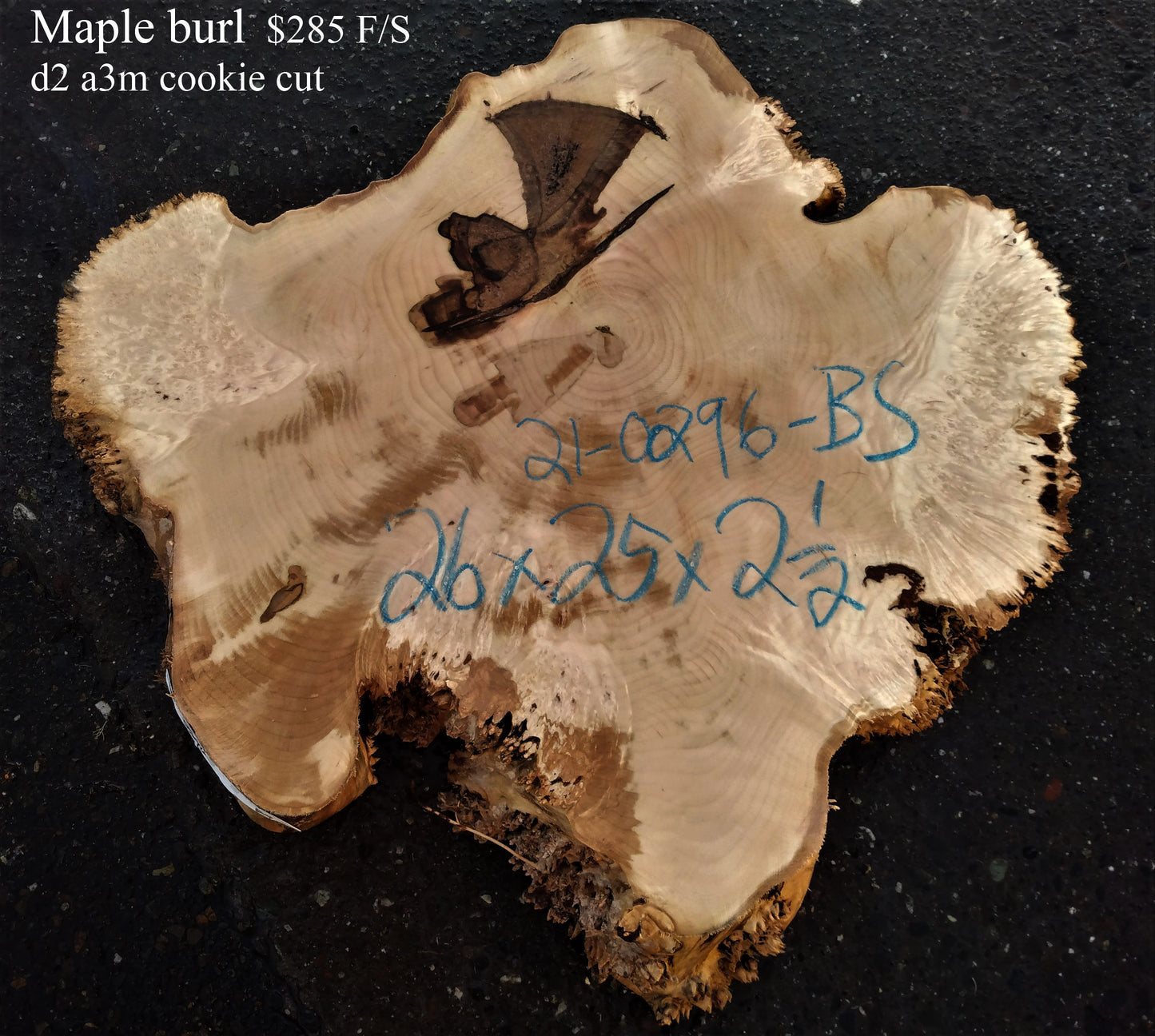 Maple burl | DIY craft wood | live edge | 21-0296-BS