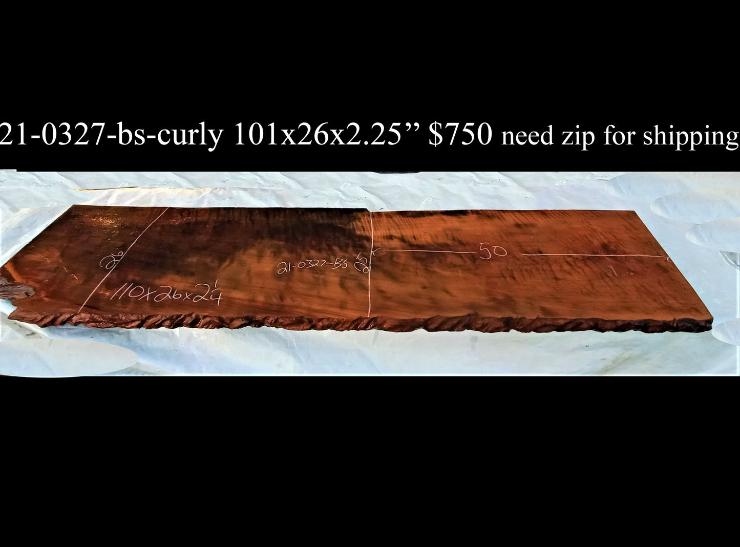 Curly redwood | live edge | old growth | 21-0327-BS