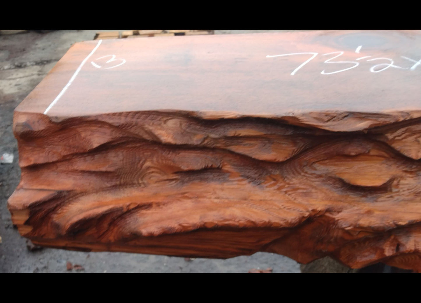 hand carved mantel/hall table | live edge slab | cabin furniture | 21-0602