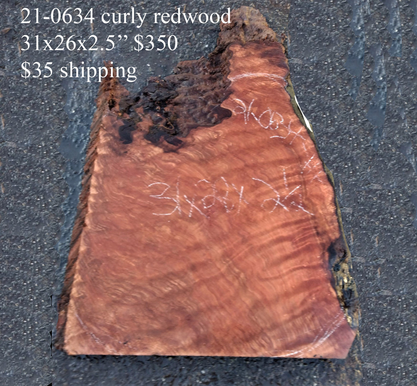 curly redwood | live edge | river table | DIY craft wood | 21-0634-BS