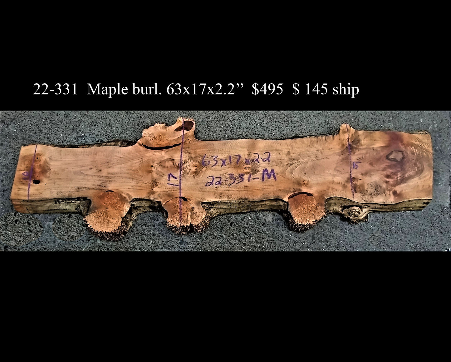 river table | Maple burl | liver edge slab | DIY wood crafts | 22-331