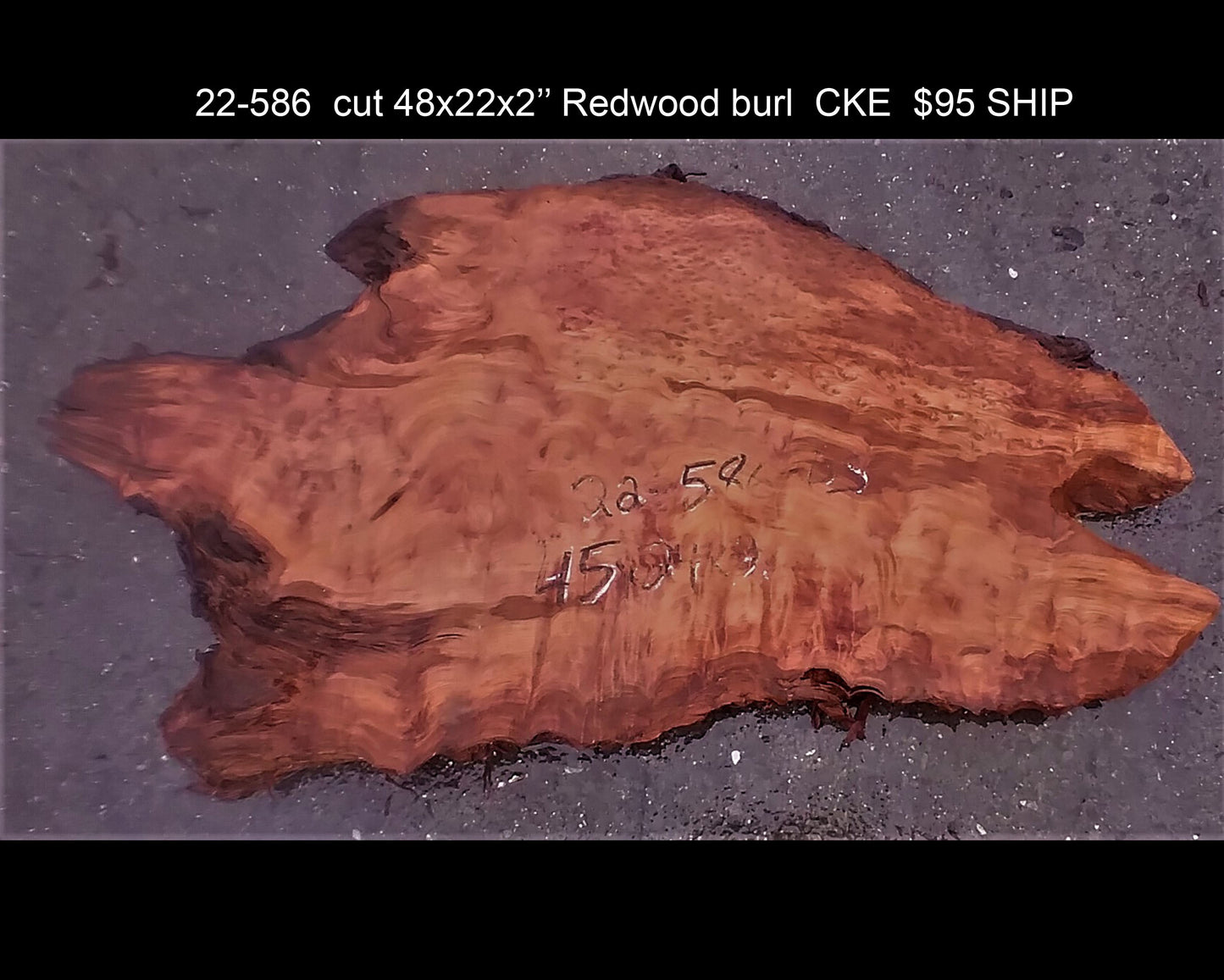 redwood burl | live edgs slab | DIT crafts | river table | 22-586