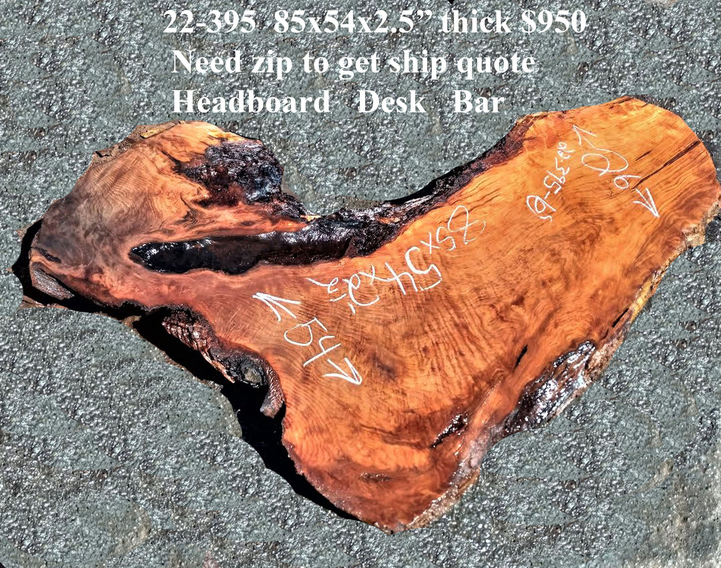 live edge slab | rustic desk | redwood | DIY crafts | 22-395