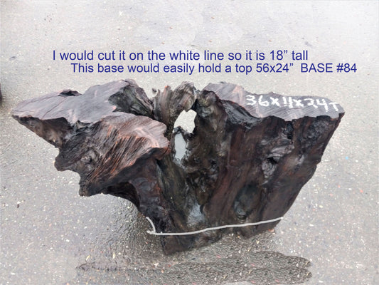 redwood root base | live edge pedestal | glass or wood top | base #84