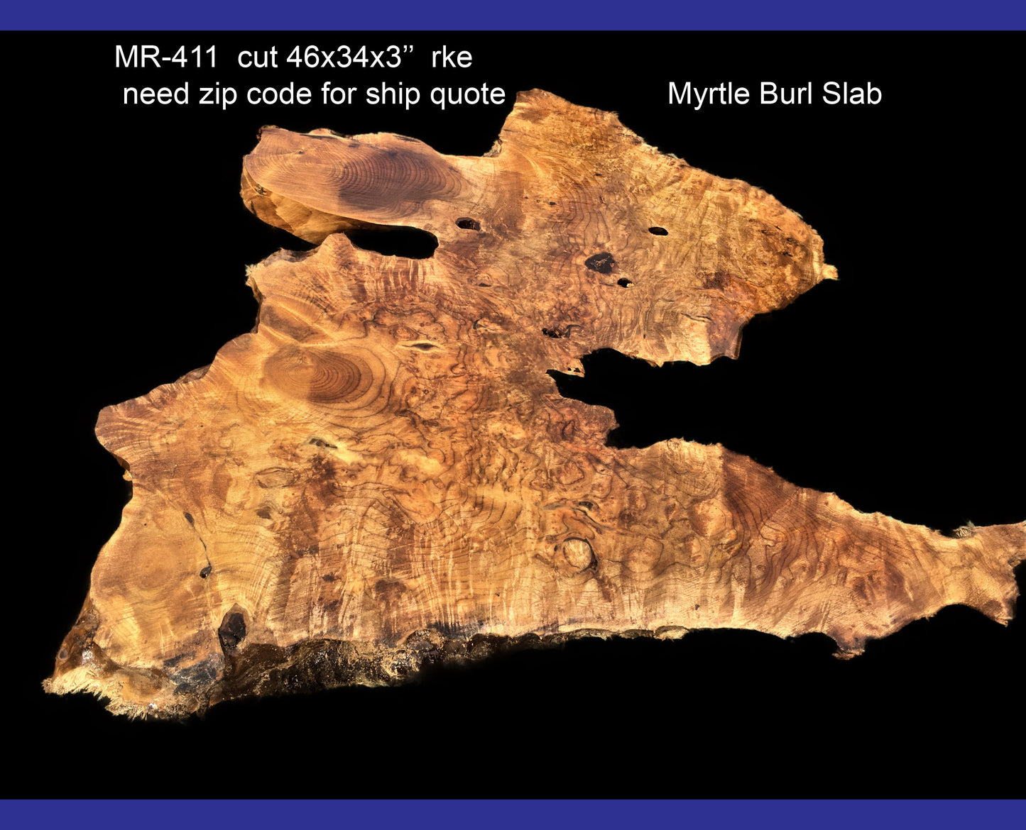 Live edge | Myrtle burl | River table | resin table | DIY craft wood | MR-411