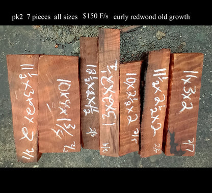 pk2  7 pieces  Curly redwood | craft woods | project woods | pk2