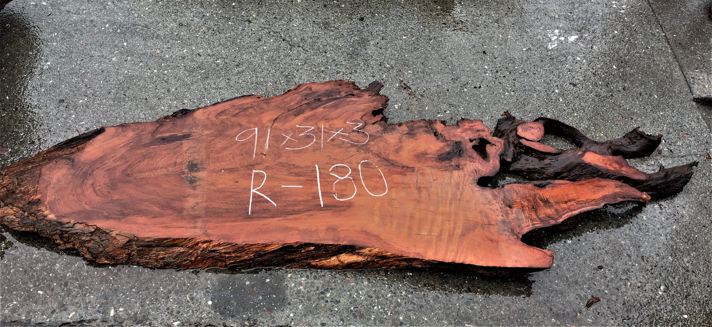 epoxy river table | live edge slab | DIY wood | redwood table | R-180