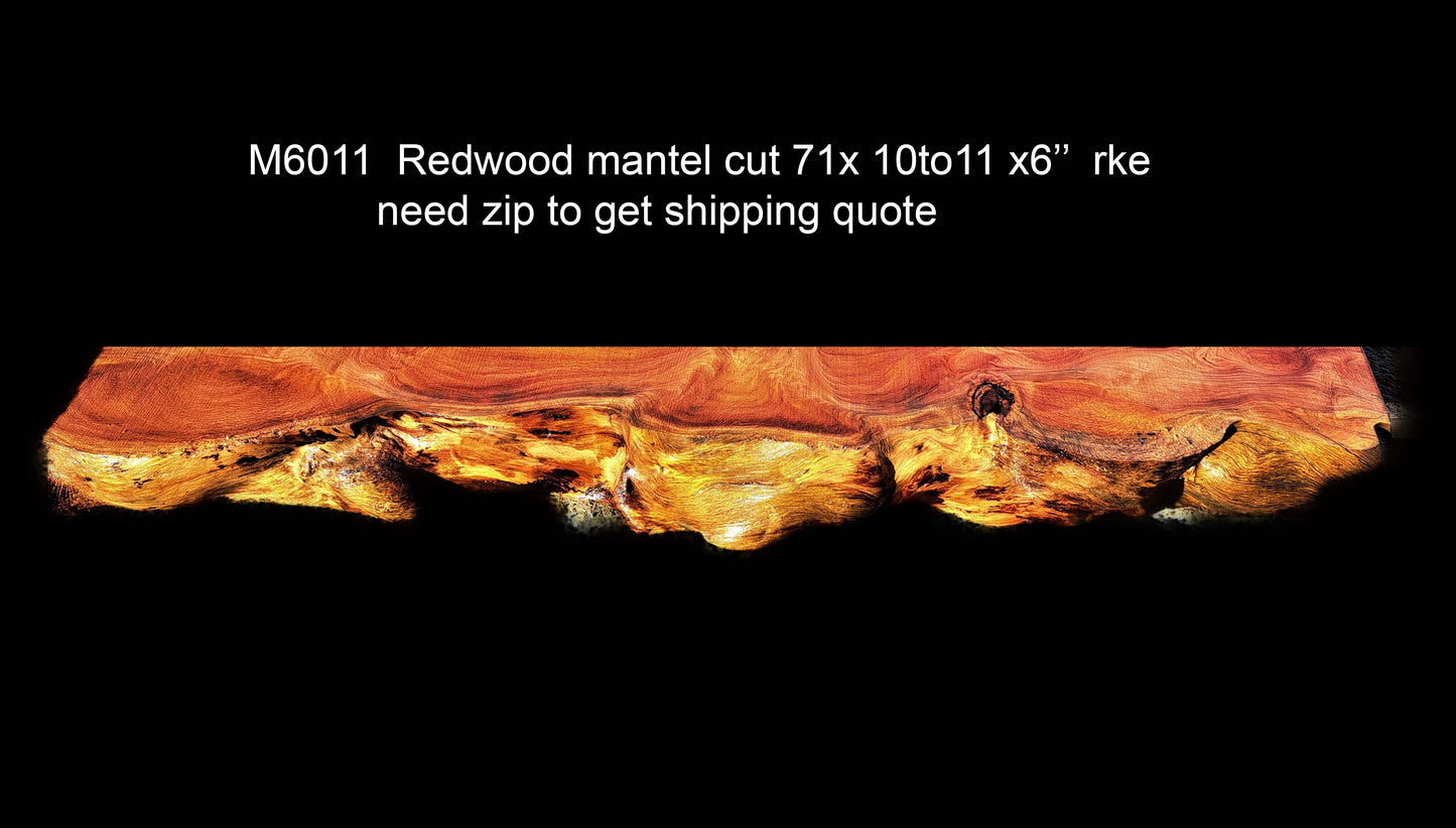 redwood mantel | live edge mantel  shelf | hall table | M-6011|