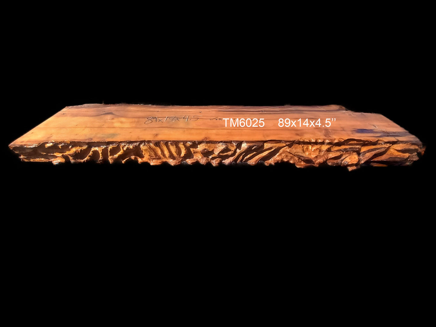 Fireplace mantel shelf | Old growth redwood | Hand carved | TM6025